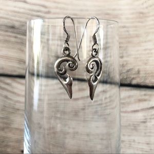 925 Sterling Silver Open Heart Dangle Earrings